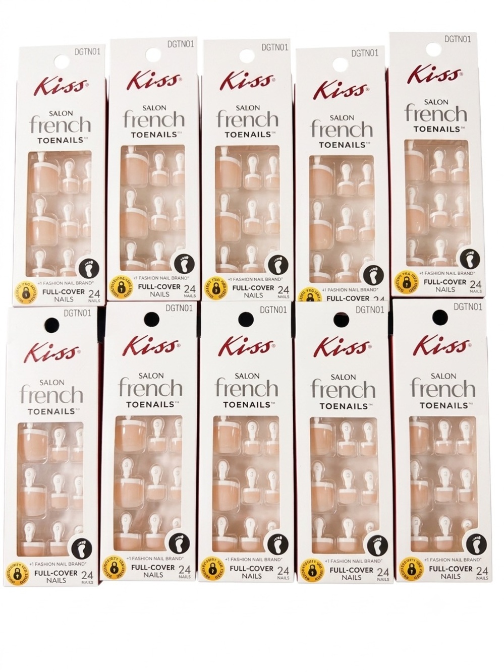 BNIB Kiss Salon French Press-On Toenails Bulk Bundle - Set of 10 (Style DGTN01)